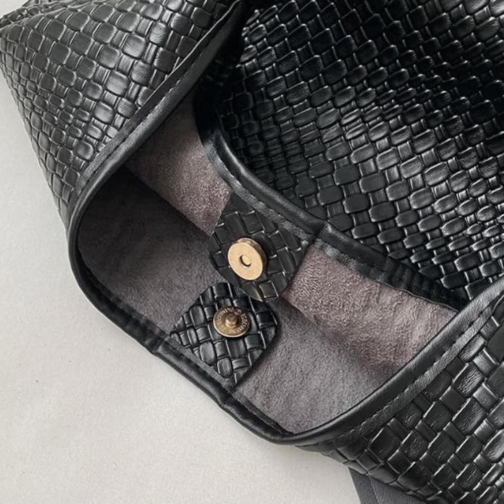 Elegant Black Woven Hobo Bag - Picture 2 of 5